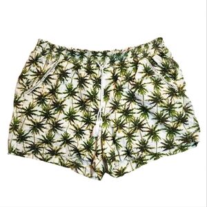 Briggs Linen Mix Palm Tree Shorts Pockets SIZE XX Large Creme Green